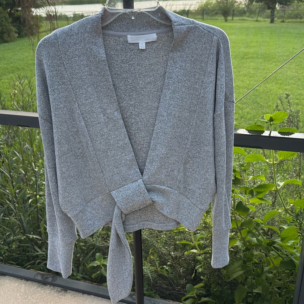 ADY P Knit Gray Cardigan Sweater with sash loop medium super soft